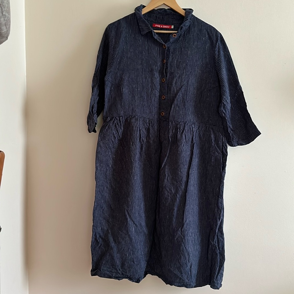 pyne and smith indigo pinstripes dress size xxl